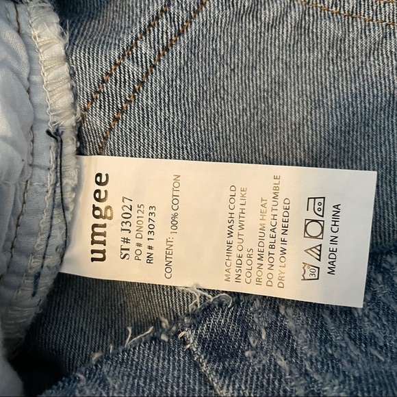 Umgee 27 (US 5) Mini Skirt Jean Denim Distressed Raw Hem Button Fly NEW - Picture 8 of 8